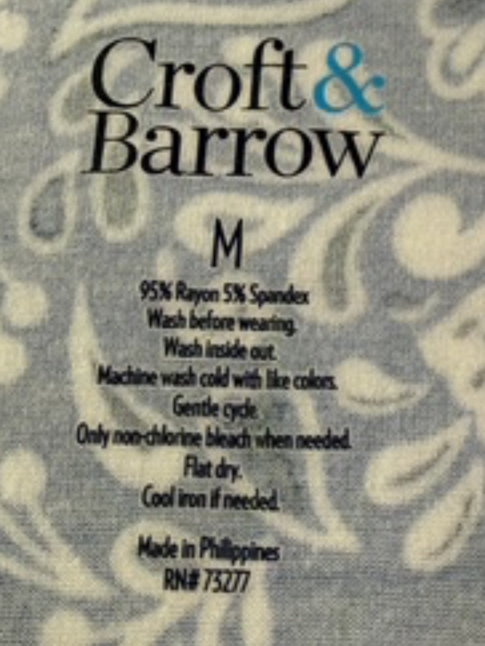 Croft & Barrow Blue Paisley Floral Print Scoop Neck Vertical Gathers Top Size M - Picture 6 of 7